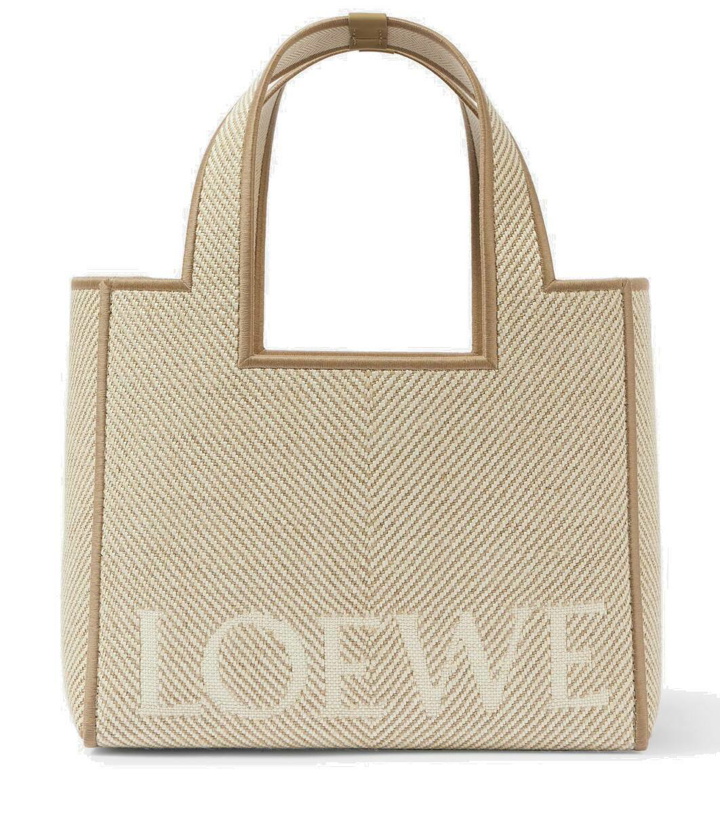 Photo: Loewe Logo leather-trimmed canvas tote bag