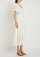 Loveshackfancy Tarragon Embroidered Cotton Midi Dress White