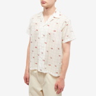 Bode Men's Sheer Camel Vacation Shirt in White Multi