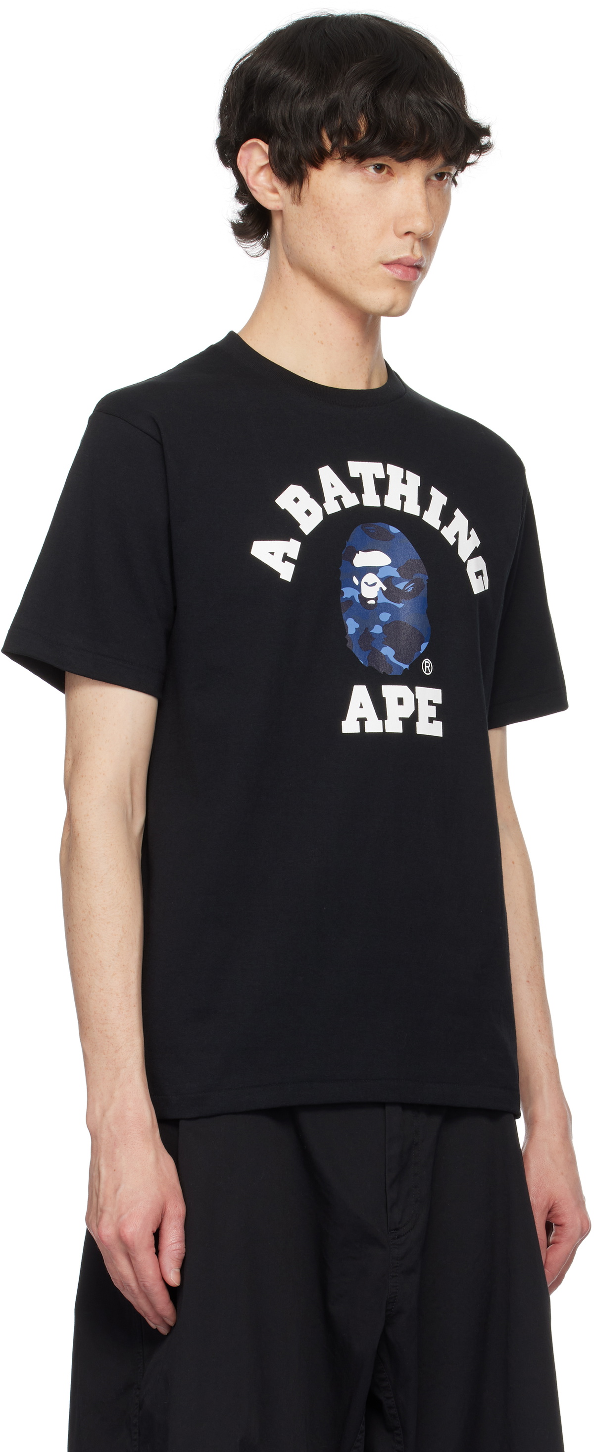 Tシャツ・カットソー BAPE Color Camo College L/S T-Shirt Black Navy BAPE Black Color Camo College T-shirt A Bathing Ape