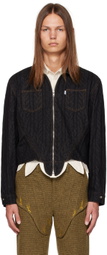 Juntae Kim Black Flag Denim Jacket