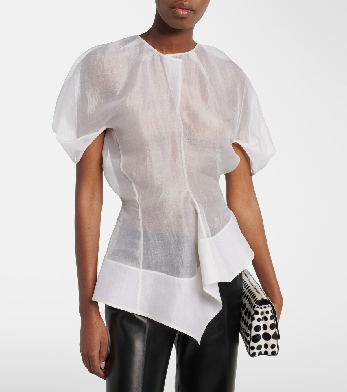 Khaite Rumi sheer peplum silk top