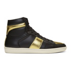 Saint Laurent Black and Gold SL/10 High-Top Sneakers