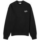 Maison Kitsuné Men's Handwriting Comfort Crew Sweat in Black/White