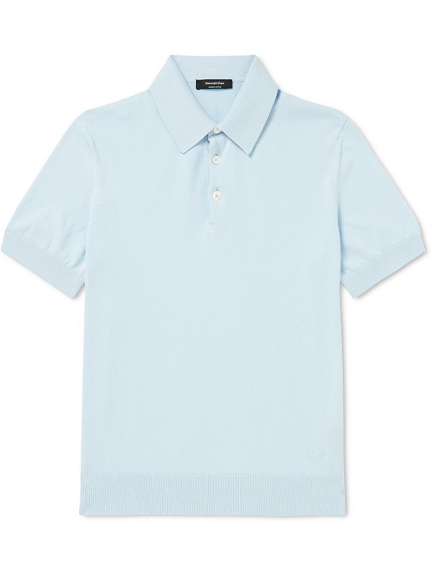 Photo: Ermenegildo Zegna - Logo-Embroidered Cotton Polo Shirt - Blue