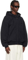 VETEMENTS Black Embroidered Cross Padded Zip-Up Hoodie