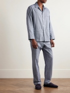 Anderson & Sheppard - Puppytooth Brushed-Cotton Pyjama Set - Blue