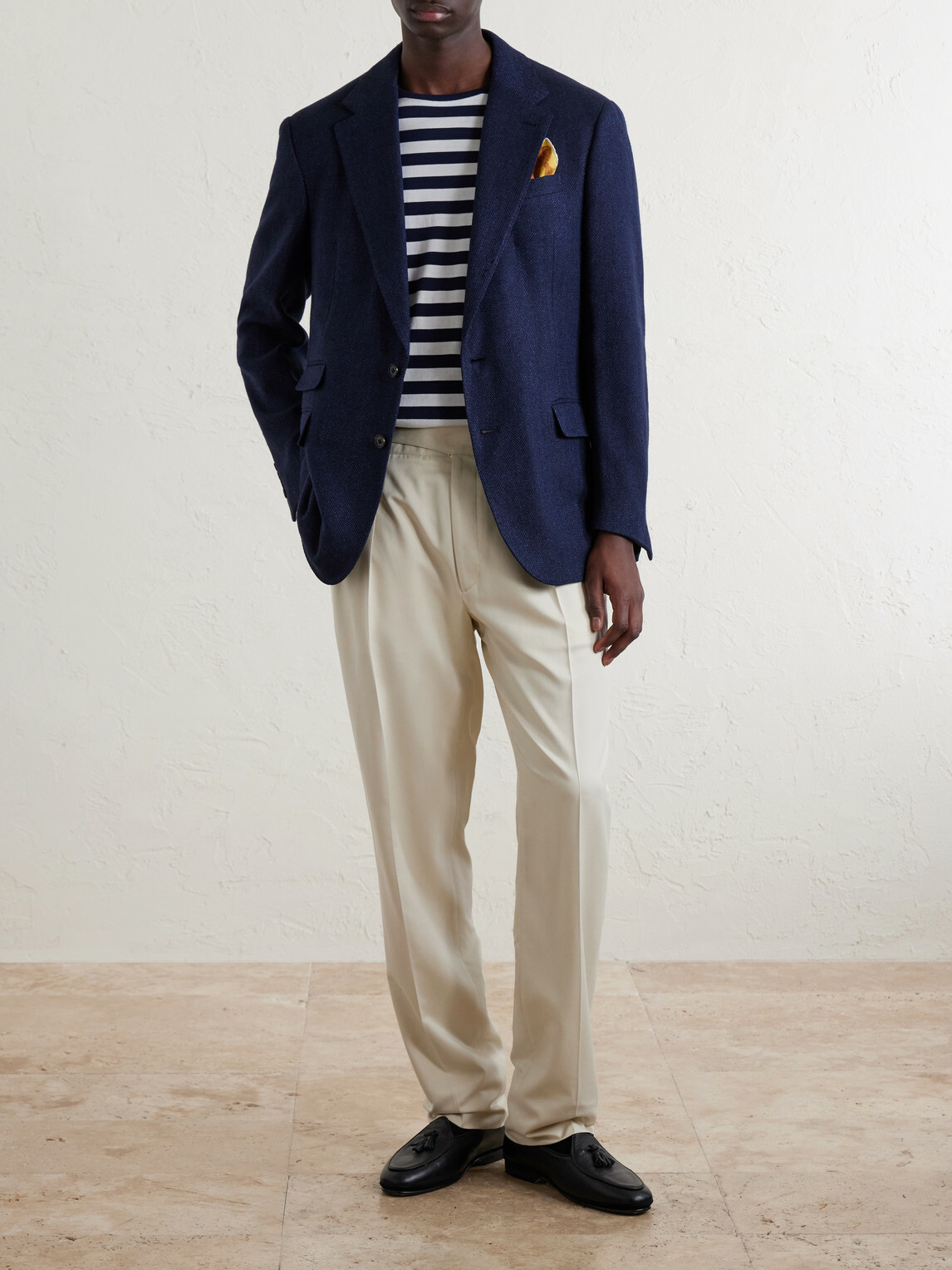 Ralph Lauren Purple label - Herringbone Cotton, Silk and Linen-Blend Blazer - Blue
