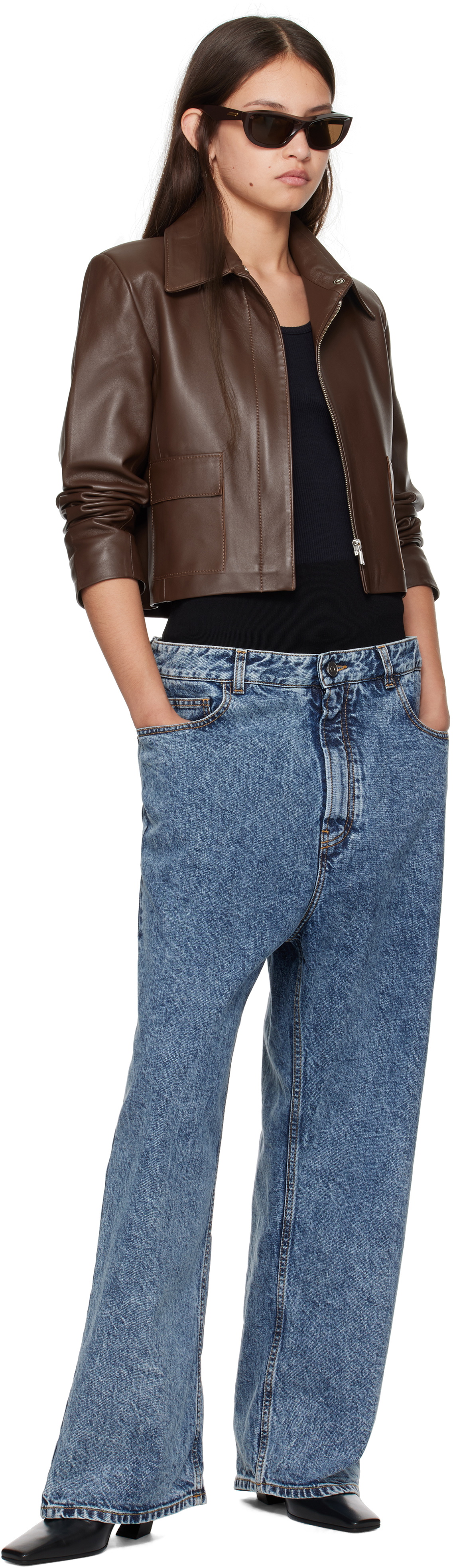 Nour Hammour Brown Bleeker Leather Jacket Nour Hammour