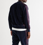 Needles - Logo-Embroidered Webbing-Trimmed Cotton-Blend Velour Track Jacket - Blue