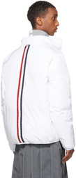 Thom Browne Reversible White Down Zip-Up Jacket