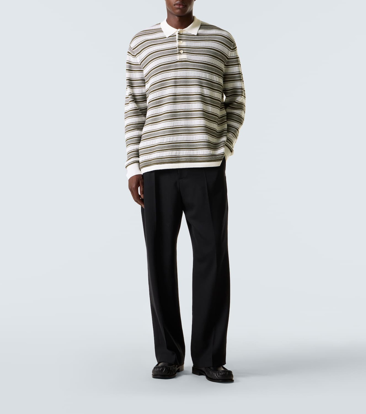 Wales Bonner Samuel striped wool-blend polo sweater