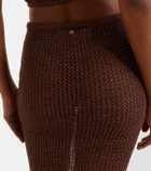 Bananhot Cori open-knit lamé maxi skirt