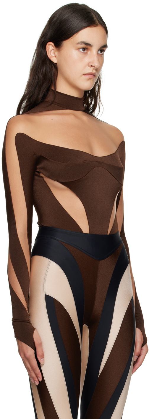Mugler Brown Illusion Bodysuit Mugler Mugler Brown Illusion Bodysuit Mugler