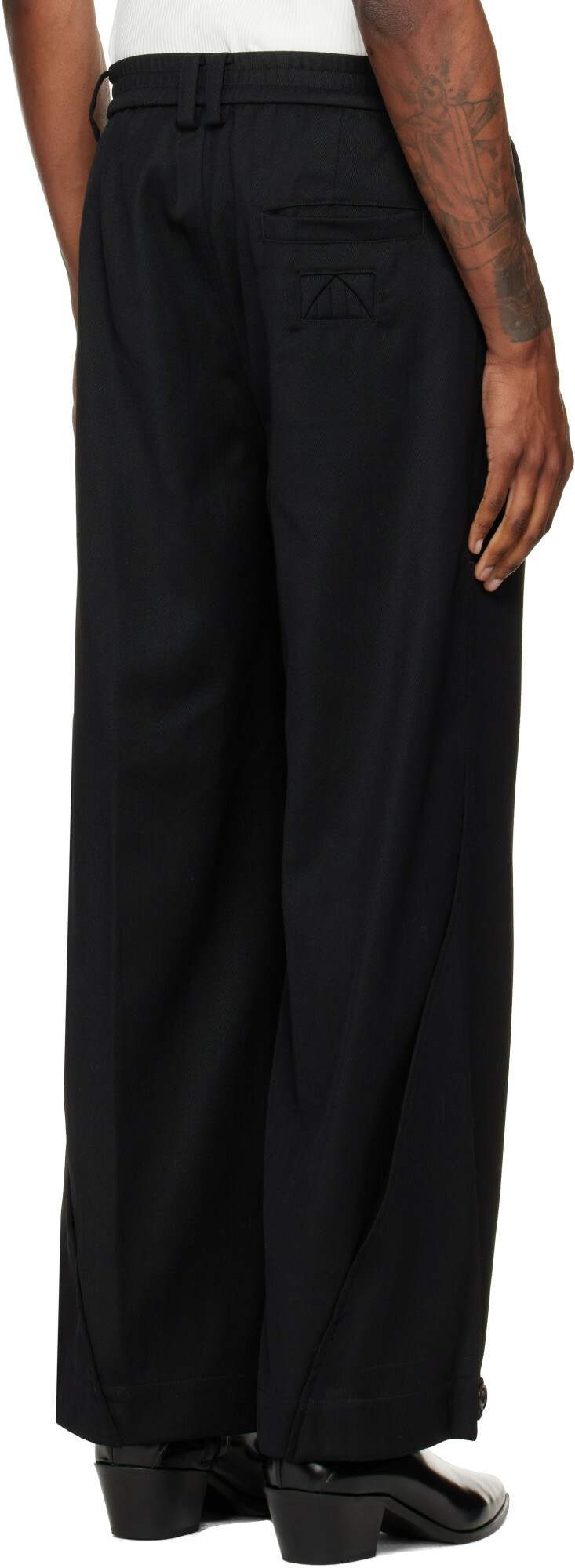 NULLUS Black Layered Folded Trousers