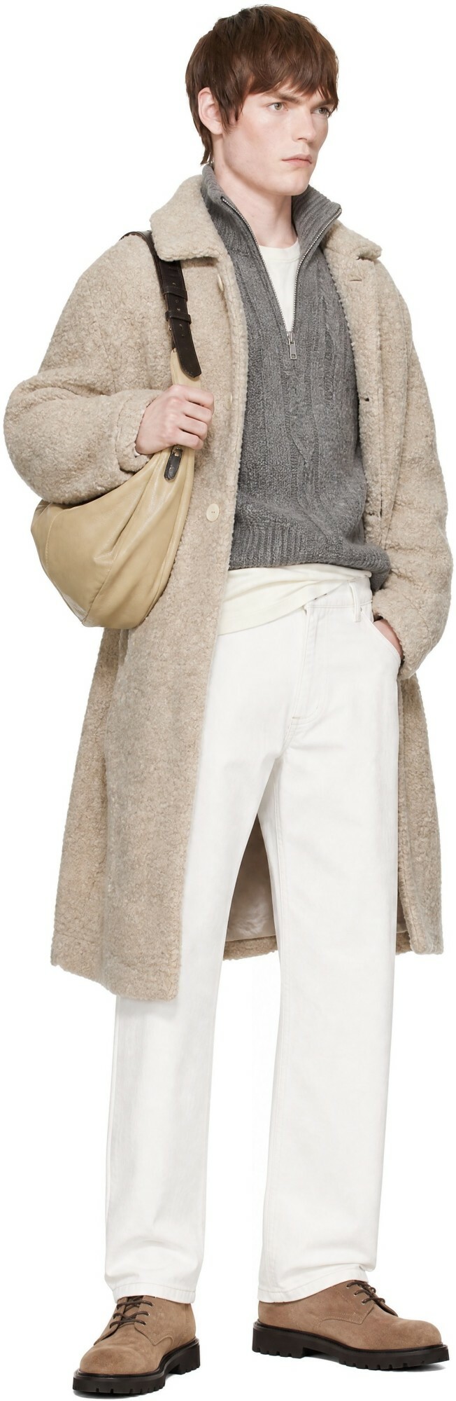 Cordera Beige Alpaca Boucle Long Coat