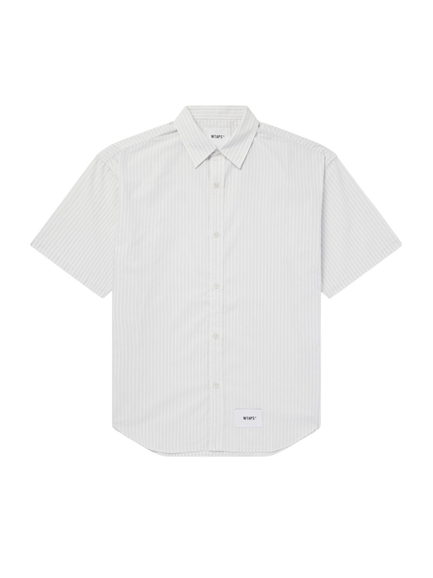 Photo: WTAPS - Logo-Appliquéd Striped Poplin Shirt - Gray