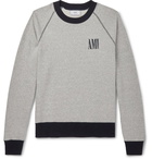 AMI - Logo-Print Mélange Fleece-Back Cotton-Jersey Sweatshirt - Gray