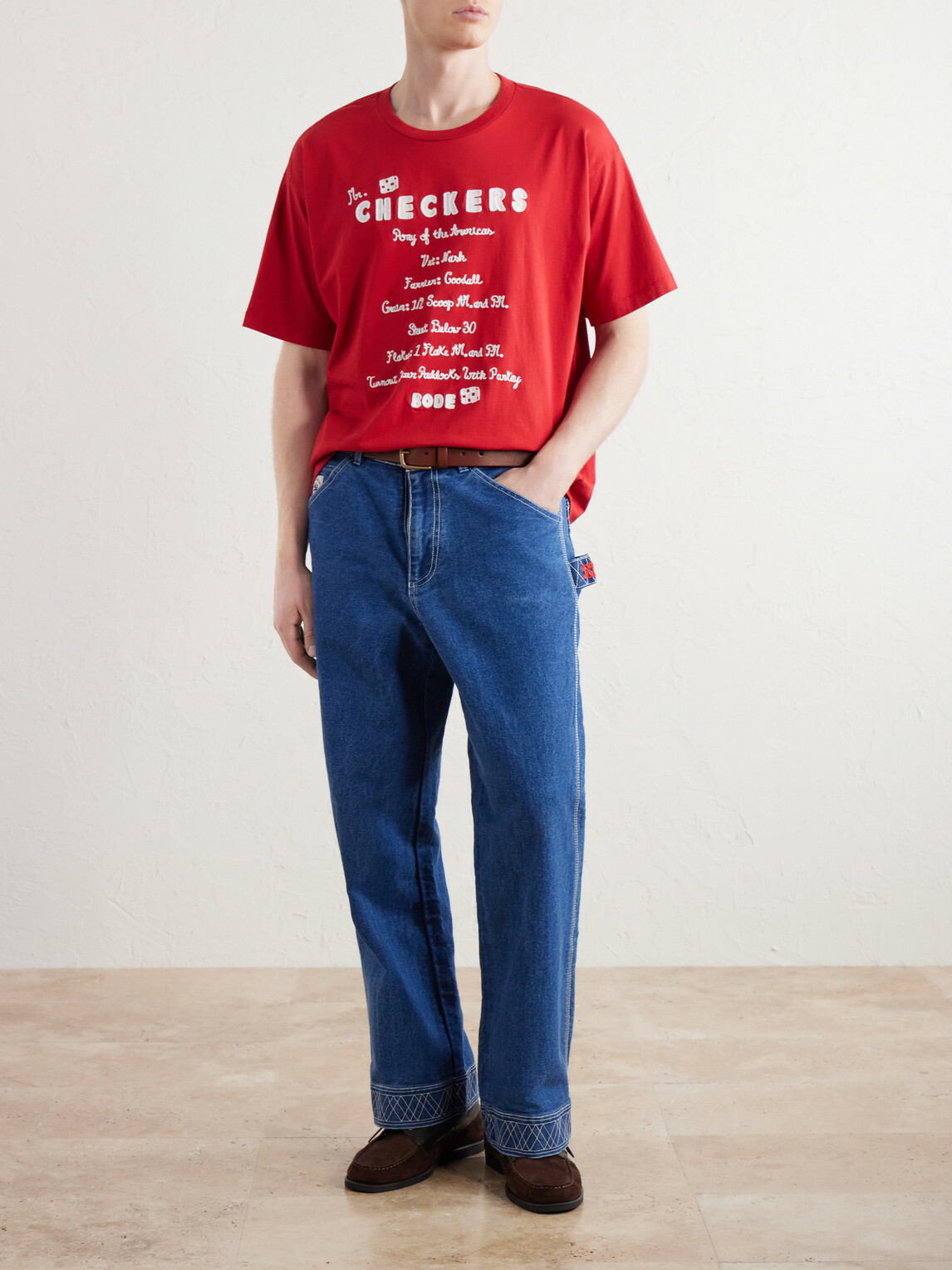 BODE - Embroidered Cotton-Jersey T-Shirt - Red