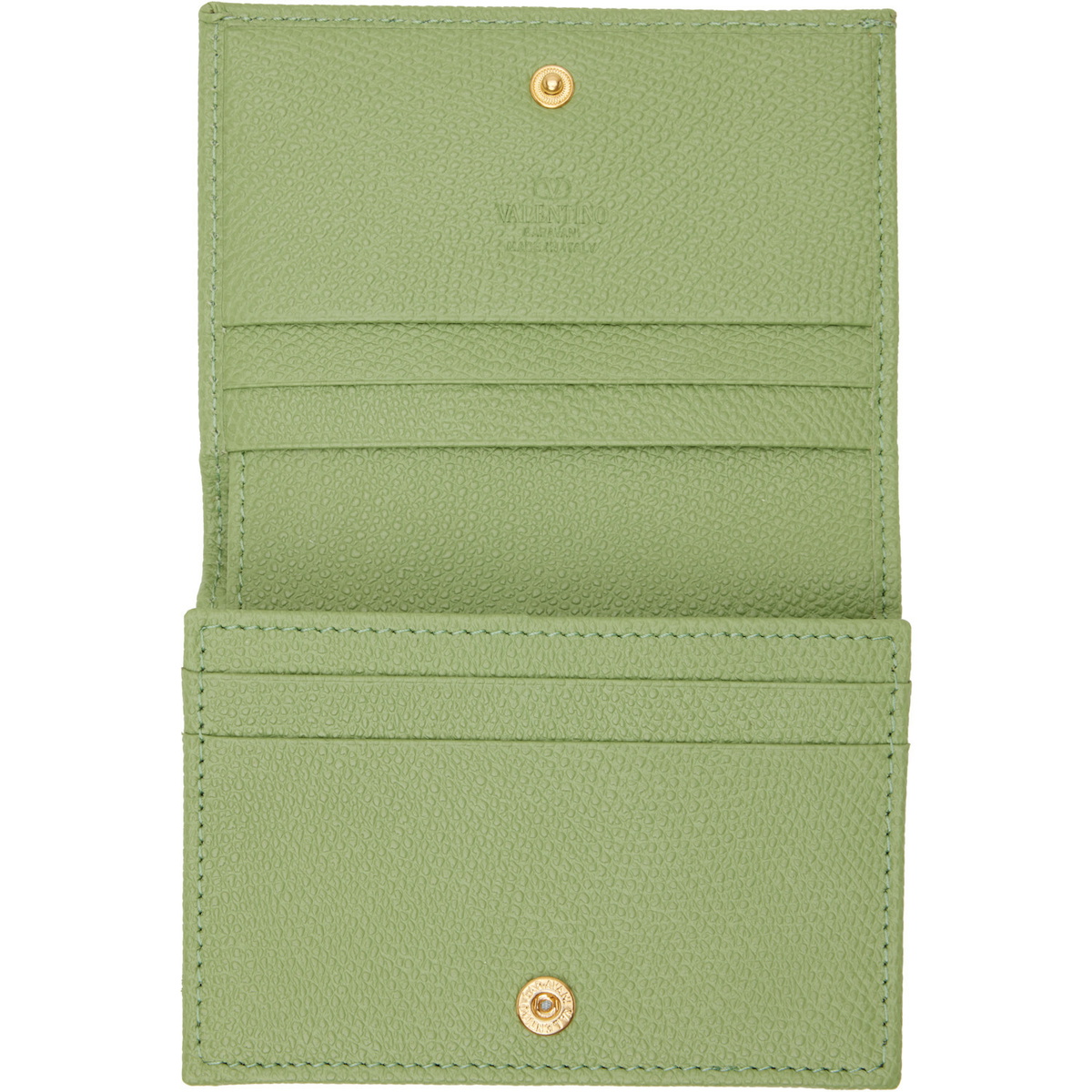 Valentino Garavani Green VLogo Signature Grainy Calfskin Wallet
