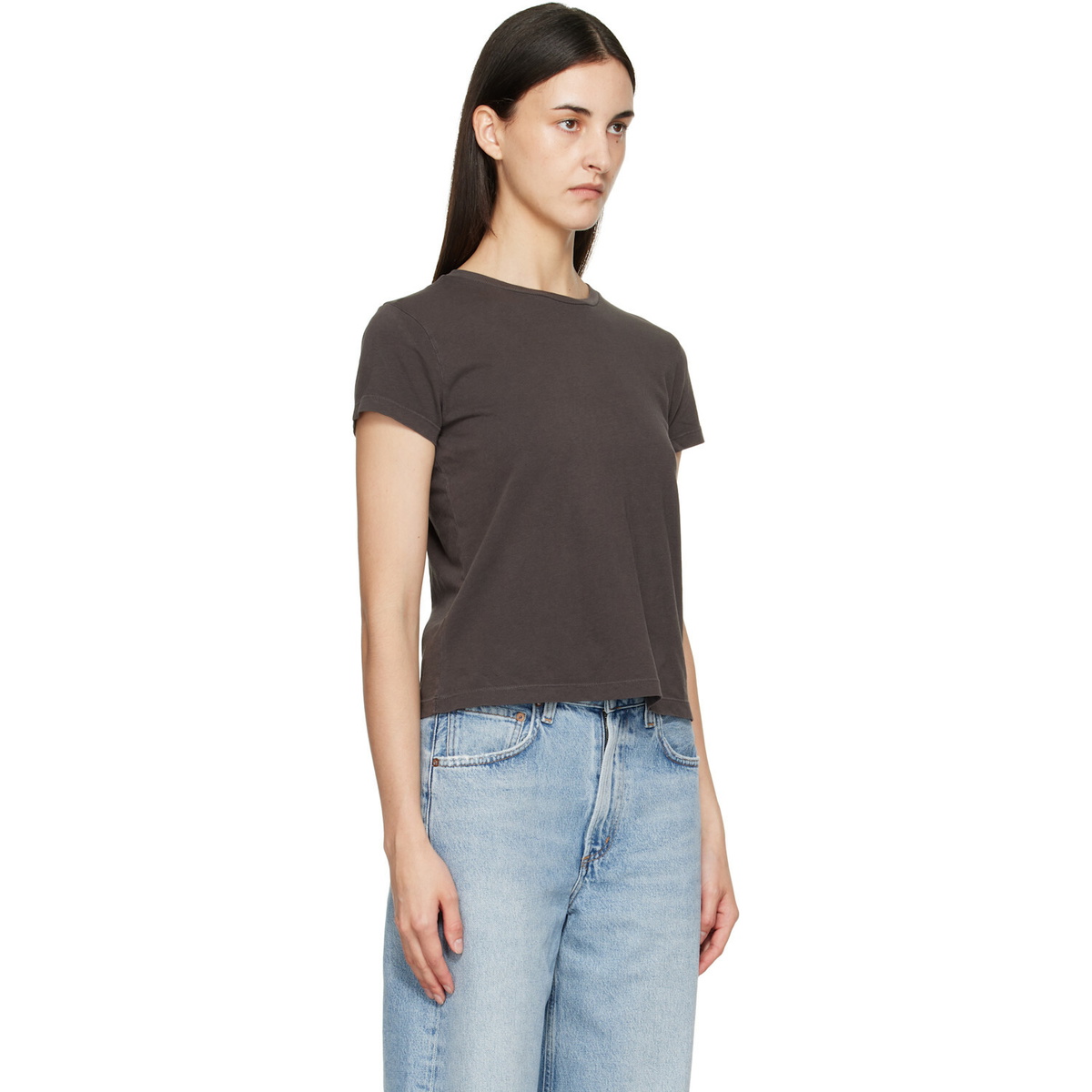 AGOLDE Brown Long Line Adine T-shirt