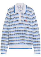 Casablanca Logo-appliquéd Patterned Cotton-knit Polo Jumper Multicoloured 1