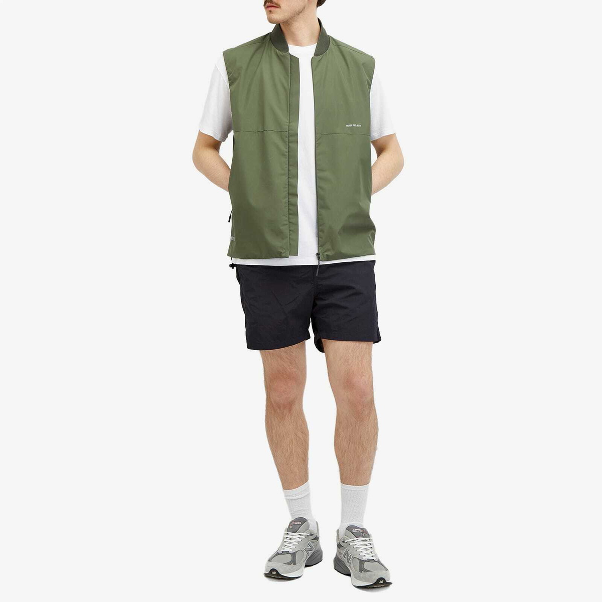 Norse Projects Men's Gore-Tex Infinium Bomber Jacket Gilet in Spruce Green