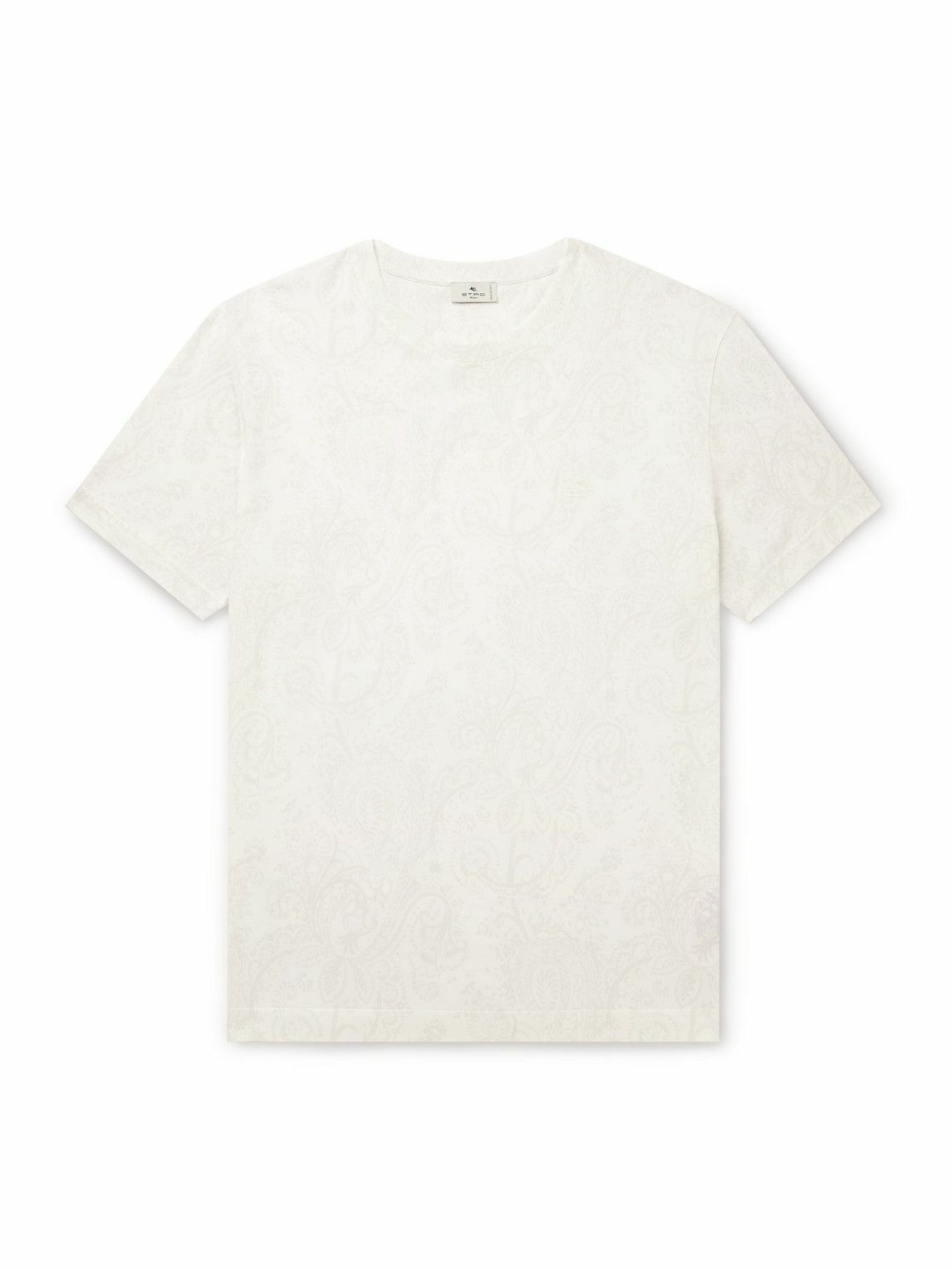 Etro - Logo-Embroidered Paisley-Print Cotton-Jersey T-Shirt - White Etro