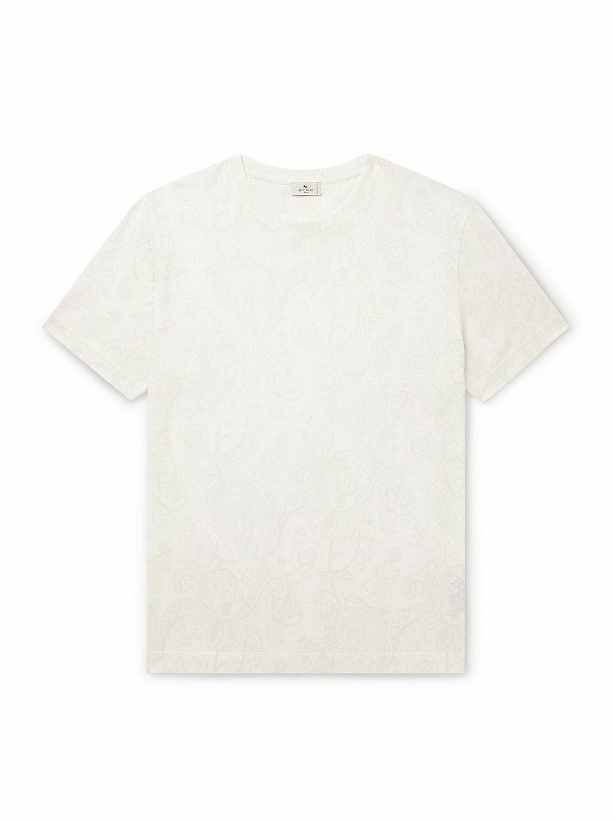 Photo: Etro - Logo-Embroidered Paisley-Print Cotton-Jersey T-Shirt - White