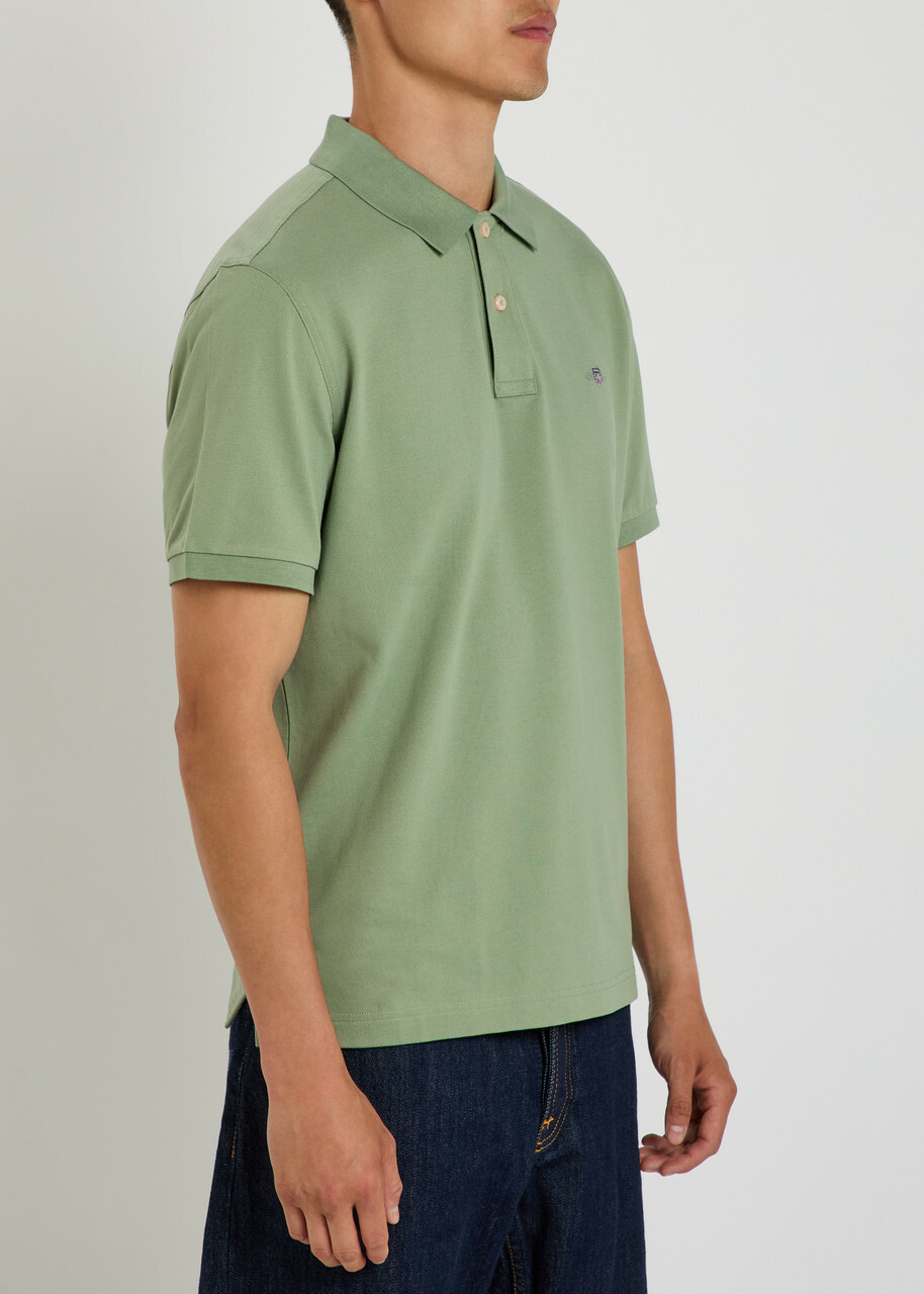 Gant Logo-embroidered Piqué Cotton Polo Shirt Light Green