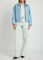 AN-Y1 Cargo Bomber Logo-embossed Leather Bomber Jacket Light Blue