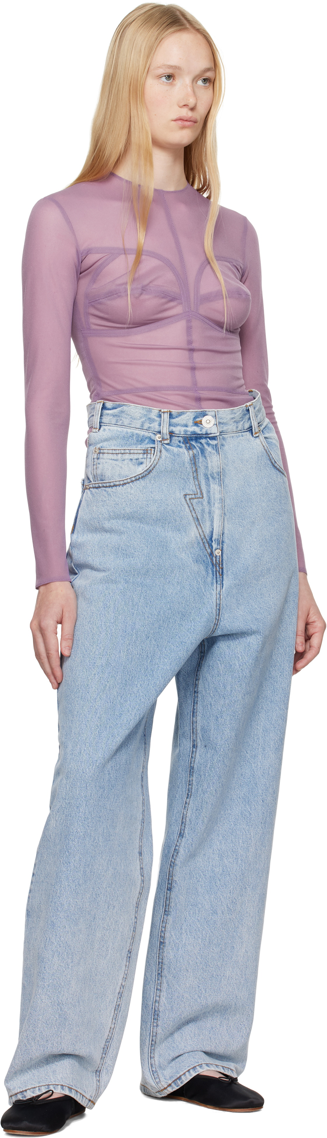 Pushbutton Blue Panty Cutout Jeans