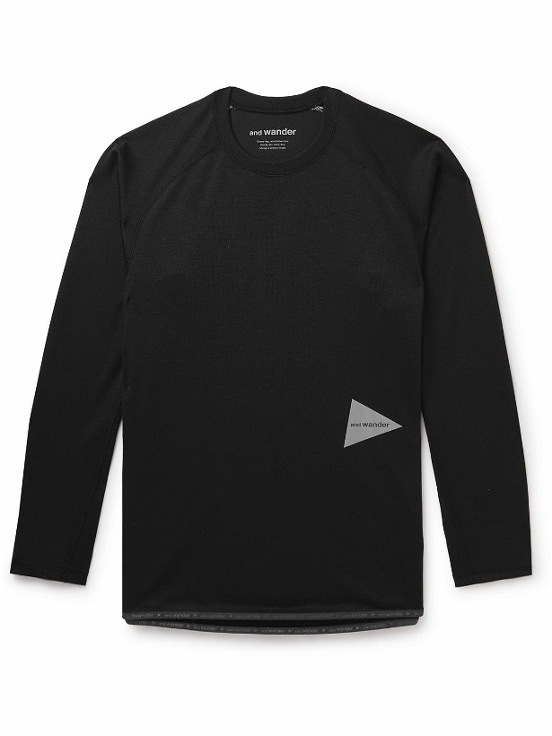 Photo: And Wander - Logo-Print Polartec® Power Dry® Jersey Sweatshirt - Black