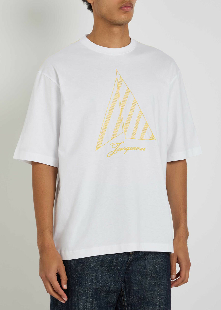 Jacquemus Le Tshirt Voiler Embroidered Cotton T-shirt White