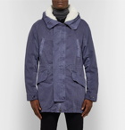 Yves Salomon - Shearling-Trimmed Cotton Hooded Parka with Detachable Down Lining - Men - Indigo