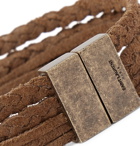 SAINT LAURENT - Shell and Braided Suede Bracelet - Brown
