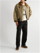 Visvim - Monroe Leather and Shearing-Trimmed Cotton-Canvas Bomber Jacket - Neutrals