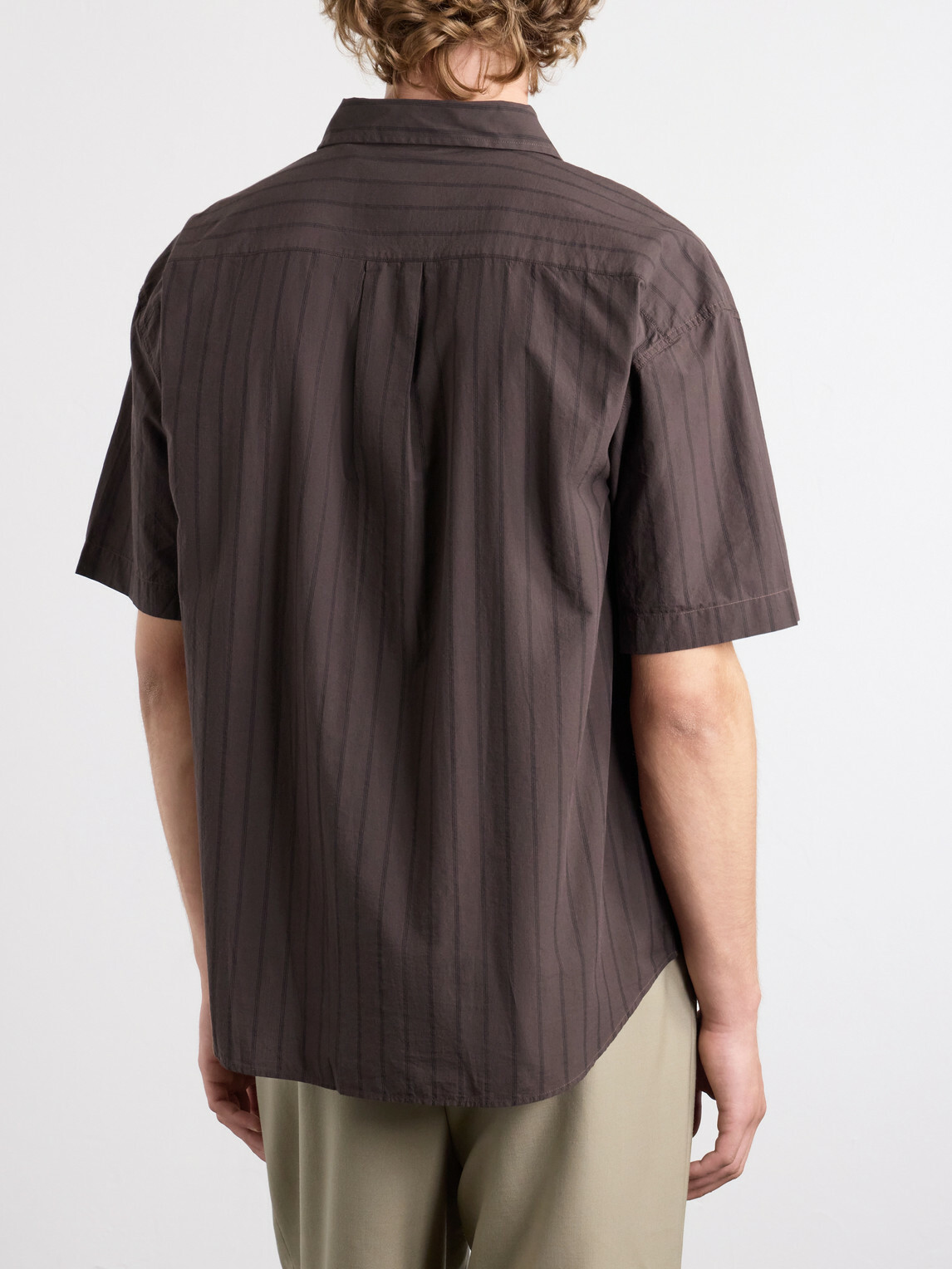 mfpen - New Input Striped Cotton-Poplin Shirt - Brown