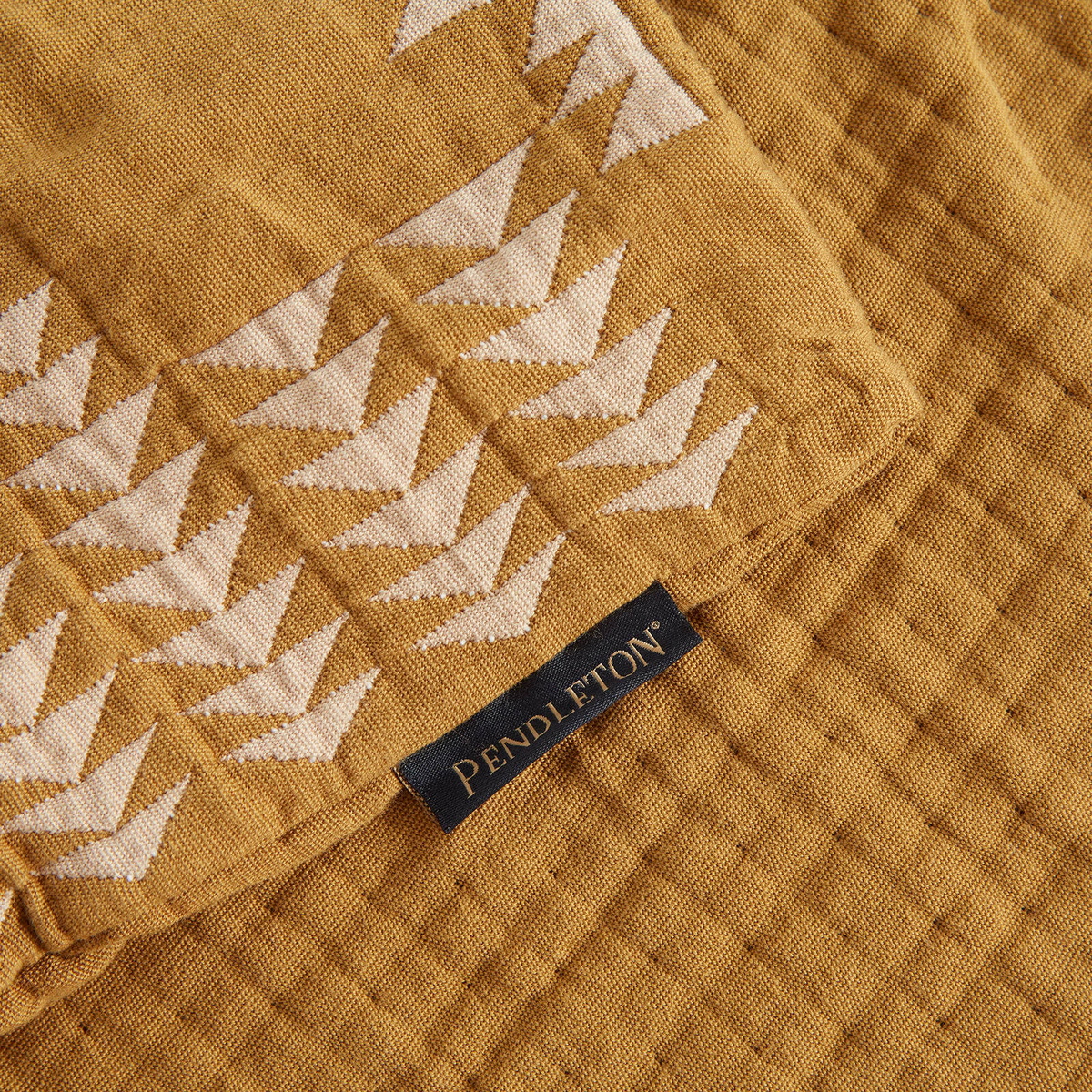 Pendleton Organic Cotton Matelasse Cushion Cover in Harding Star Ochre 