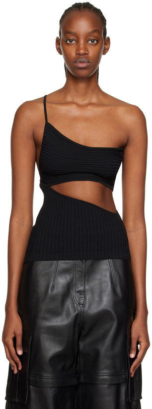 Photo: ANDREĀDAMO Black One-Shoulder Tank Top