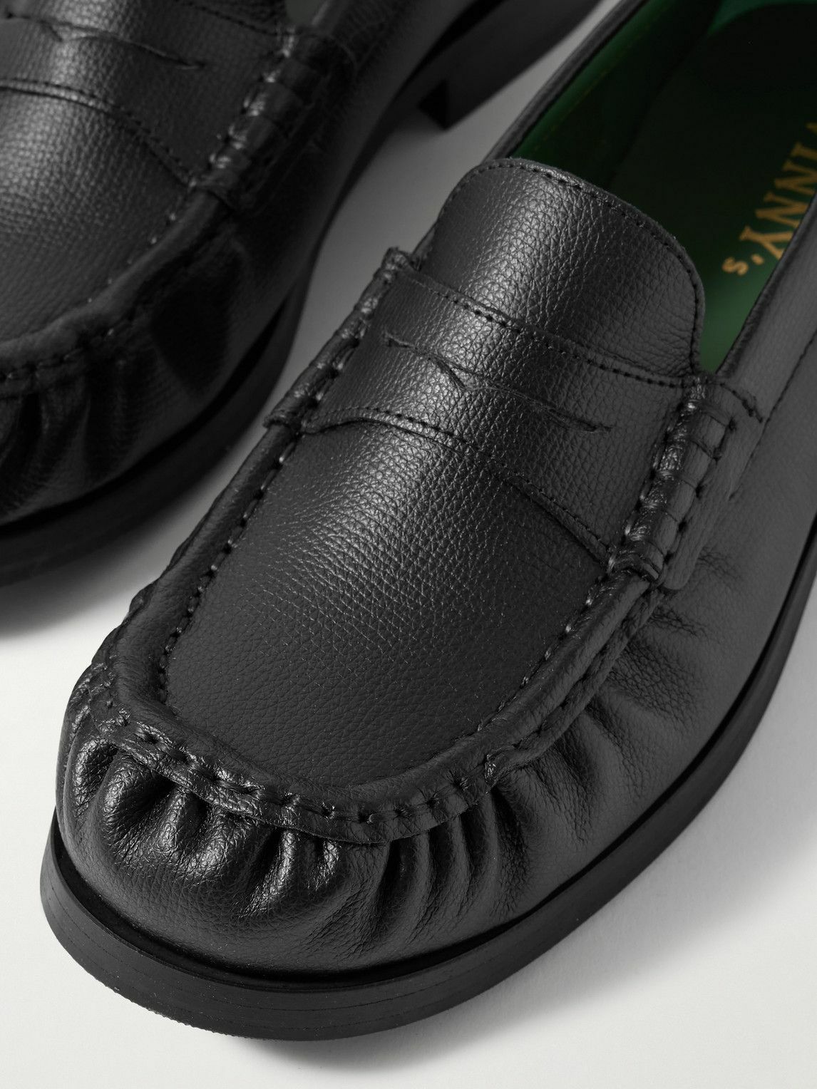 VINNY's - Ogee Full-Grain Leather Penny Loafers - Black