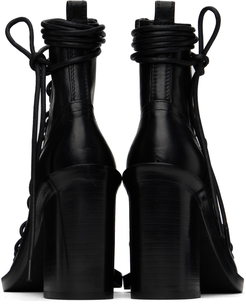 Ann Demeulemeester Black Lace-Up Heeled Sandals