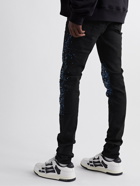 AMIRI - Skinny-Fit Distressed Crystal-Embellished Paint-Splattered Jeans - Black