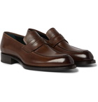 BRIONI - Polished-Leather Penny Loafers - Brown