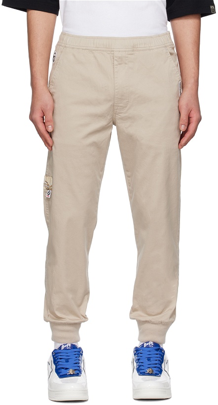 Photo: AAPE by A Bathing Ape Beige Embroidered Lounge Pants