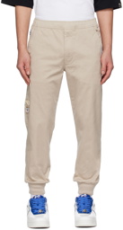 AAPE by A Bathing Ape Beige Embroidered Lounge Pants