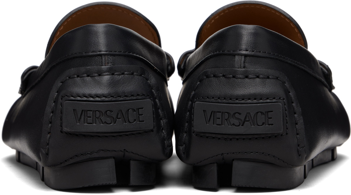 Versace Black 'La Medusa' Leather Driver Loafers