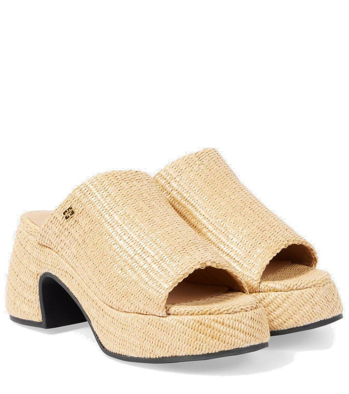 Photo: Ganni Butterfly raffia platform mules