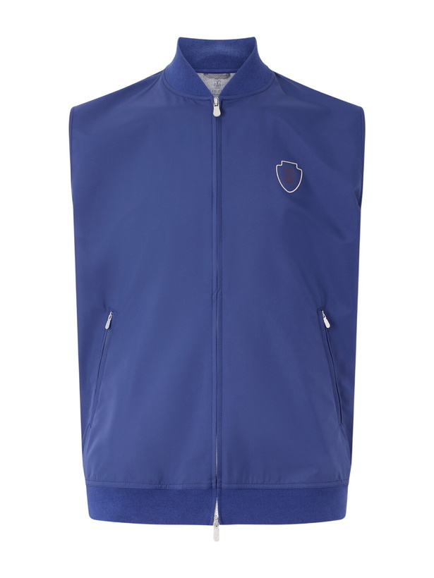 Photo: Brunello Cucinelli - Logo-Appliquéd Tech-Shell Gilet - Blue