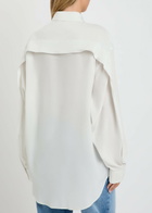 Calvin Klein Amari Draped-trim Silk Shirt White